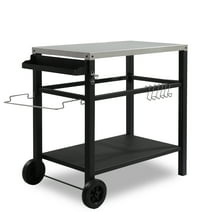 Zimtown Grill Table Movable Grill Cart,Food Prep Trolley,Double-Shelf Dining Cart  with Wheels
