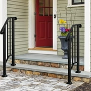 Zimtown Handrail for Stairs Outdoor Steps Handrail Fits 1 or 2 Steps Wrought Iron Handrail