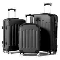 3-Piece Zimtown Hardside Lightweight Spinner Black Luggage Set only .99: eDeal Info