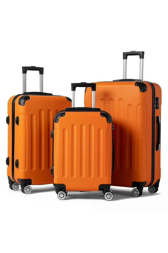 Hardside Lightweight Spinner Orange 3 Piece Luggage Set with TSA Lock