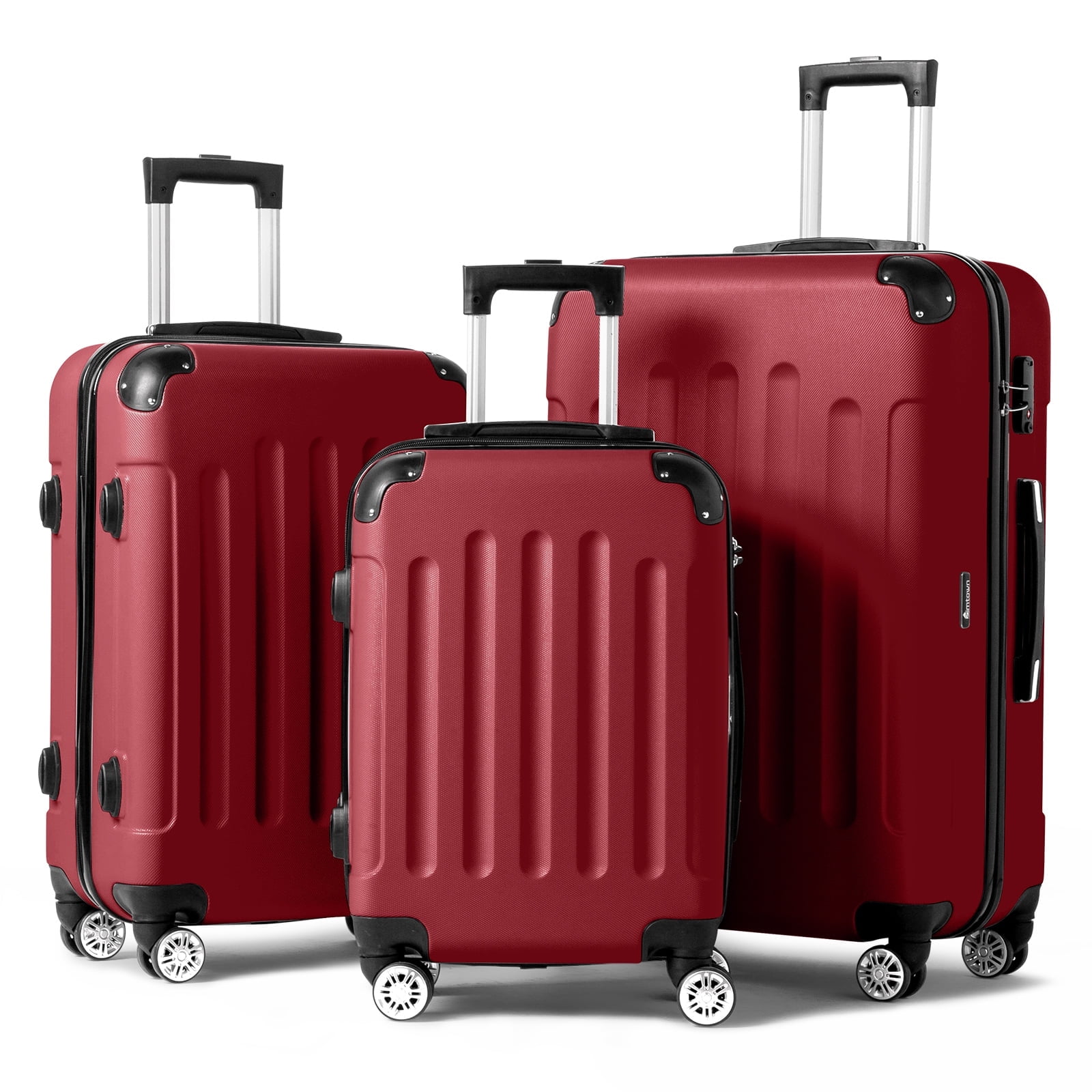 sOMEThING Yuiga マットレッド / ブラックリム Zimtown Hardside Lightweight Luggage Set, Spinner Wheels, ABS, TSA