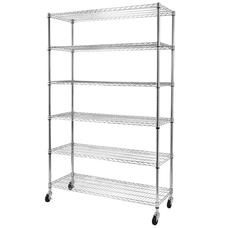 Zimtown Heavy Duty Wire Shelving, 6-Shelf NSF Certified Rolling Storage Rack Organizer Commercial Adjustable with Wheels, Chrome, 47.24"L x 17.72"W x 70.87"H, Capacity 1600 lbs