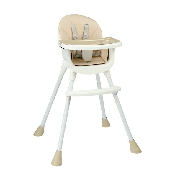 Zimtown Baby High Chair, 3 in 1 Convertible High Chairs for Babies and Toddlers, Toddler Feeding Chair with 5-Point Safety Harness, Adjustable Height & Dining Tray, Beige