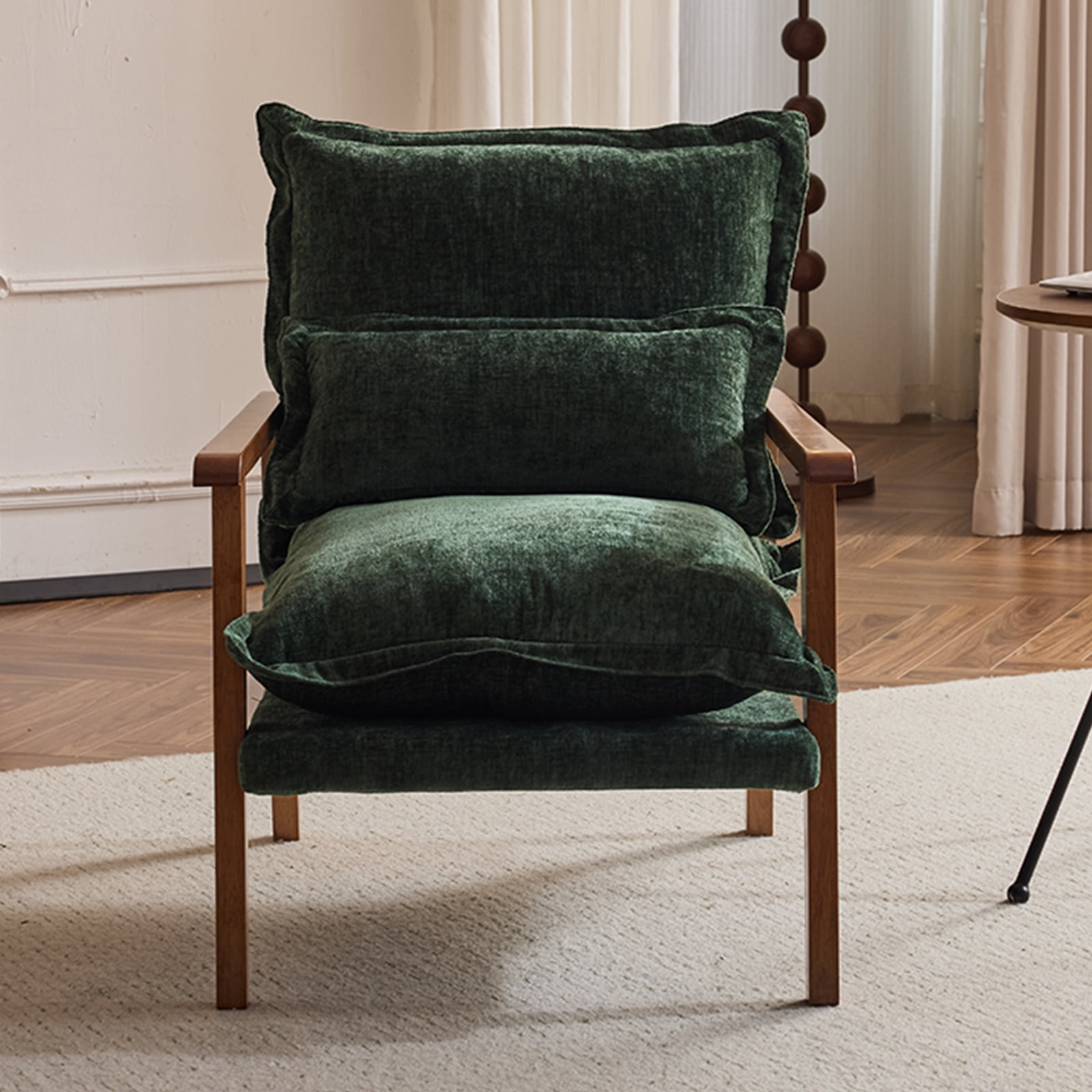 Zimtown Home Accent Chair Modern Chenille Solid Wood Armchair with