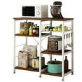 thumbnail image 1 of Zimtown Industrial Bakers Rack, Kitchen Microwave Oven Stand, Kitchen Island Storage Shelves Workstation with 2 Mesh Baskets and 6 Hooks,Rustic Brown, 1 of 7