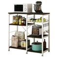 thumbnail image 1 of Zimtown Industrial Bakers Rack, Kitchen Microwave Oven Stand, Kitchen Island Storage Shelves Workstation with Basket and Hooks, Dark Brown, 1 of 7