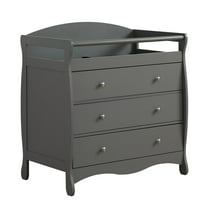 Zimtown Wood Changing Table with Drawers,Baby Dresser, Infant Diaper Station Nursery Organizer, Gray