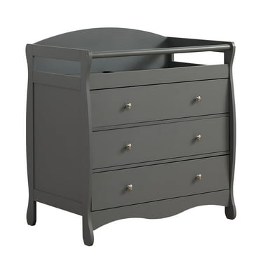 Zimtown Wood Changing Table with Drawers,Baby Dresser, Infant Diaper Station Nursery Organizer, Gray