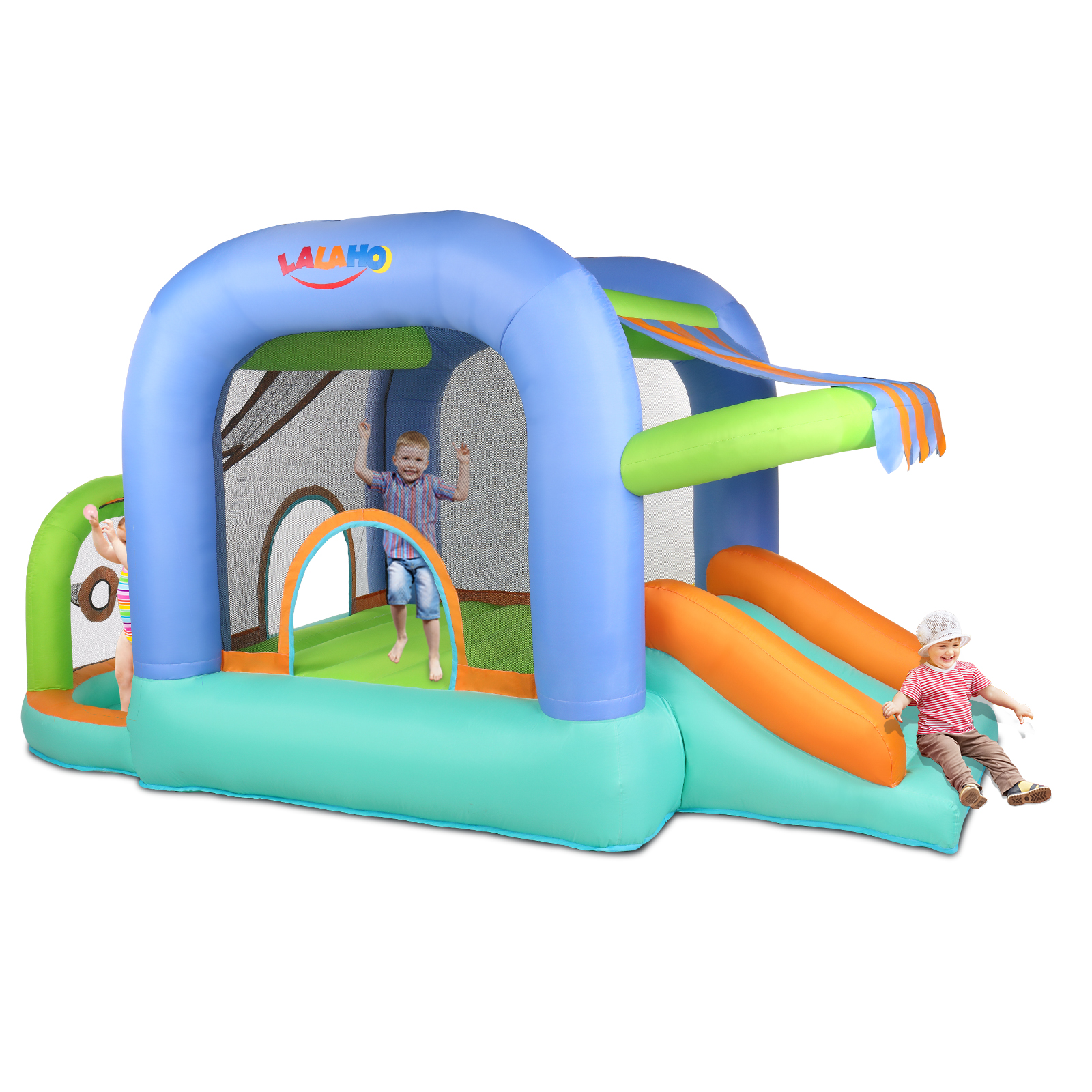 Zimtown Inflatable Bounce House with Slide, Ball Pit and Basketball Rim