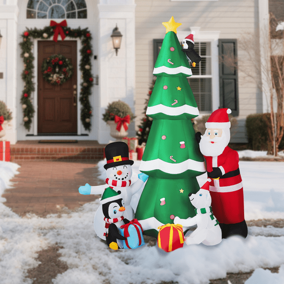 Zimtown Inflatable Christmas Outdoor Decoration 7.5ft Christmas Tree,Santa,Snowman,Penguin for Holiday Christmas Outdoor Decor