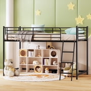 Zimtown Junior Metal Twin Loft Bed, Black