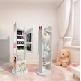 thumbnail image 1 of Zimtown Kids Jewelry Cabinet for Girls, 360° Swivel 3-in-1 Freestanding Jewelry Organizer with Full Length Mirror, White, 1 of 13