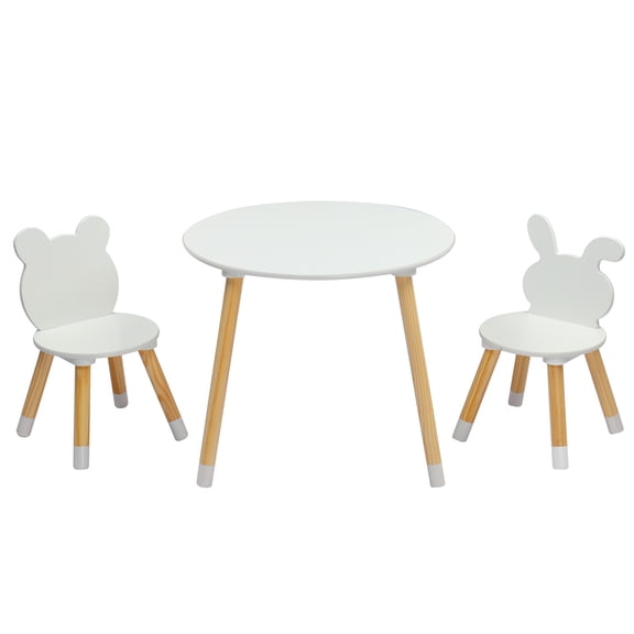 Zimtown Kids Sensory Table Set with 2 Chairs, Toddler Play Table with 2 Chairs, 3 Pieces Children Multi-Activity Round Table for Play Art Craft Reading Learning, Eating, White