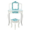 thumbnail image 1 of Zimtown Kids Vanity Dressing Table and Stool Set with Three-Fold Mirror, Pretend Beauty Play Set with Real Mirror, Blue, 1 of 8