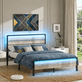 thumbnail image 1 of Zimtown King Platform Bed Frame with 12-Inch Under-Bed Storage, LED Lighted Headboard & Footboard, Modern Apartment Bedroom,Gray, 1 of 9