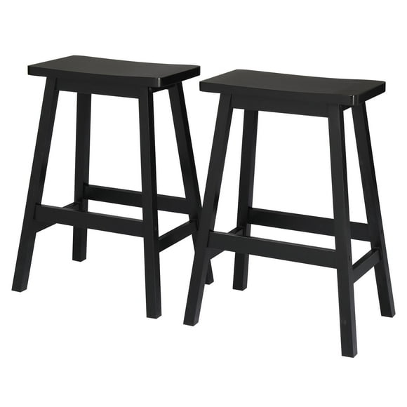 Zimtown Kitchen Bar Stools Saddle Seat Chair Furniture Soild Wood Dining Black