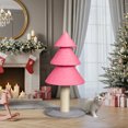 thumbnail image 1 of Zimtown Large Christmas Tree Cat Scratching Post, 31.5-Inch Tall Sisal Scratcher for Indoor Cats, with Toy Ball, Pink, 1 of 11