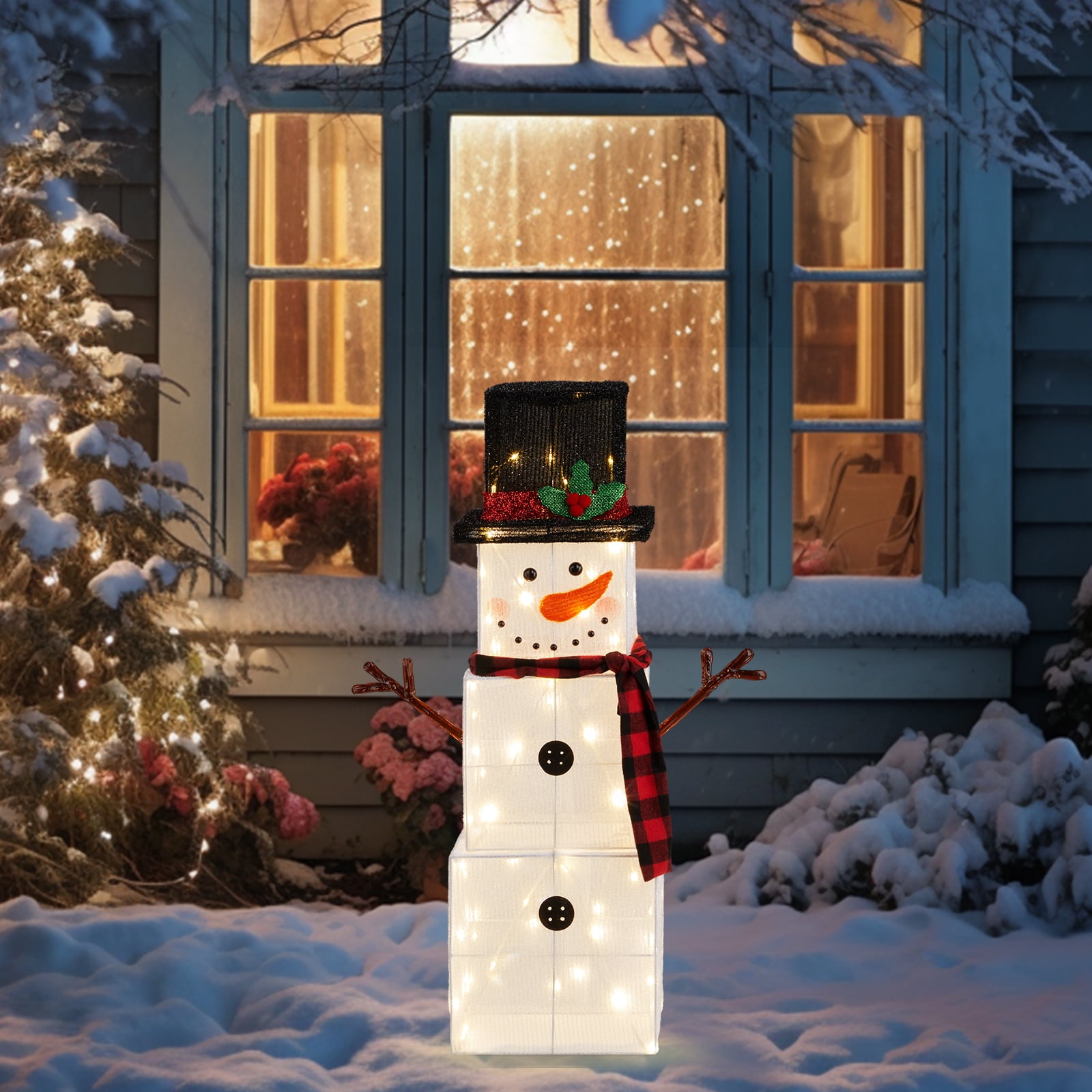Zimtown Lighted Snowman Cube Snowman Christmas Outdoor Decoration