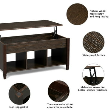 Zimtown Living Room Furniture Lift Top Storage Coffee Table Brown