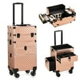 thumbnail image 1 of Zimtown Lockable Aluminum 3 in 1 Rolling Makeup Trolley Train Case Box, Champagne Gold, 1 of 11