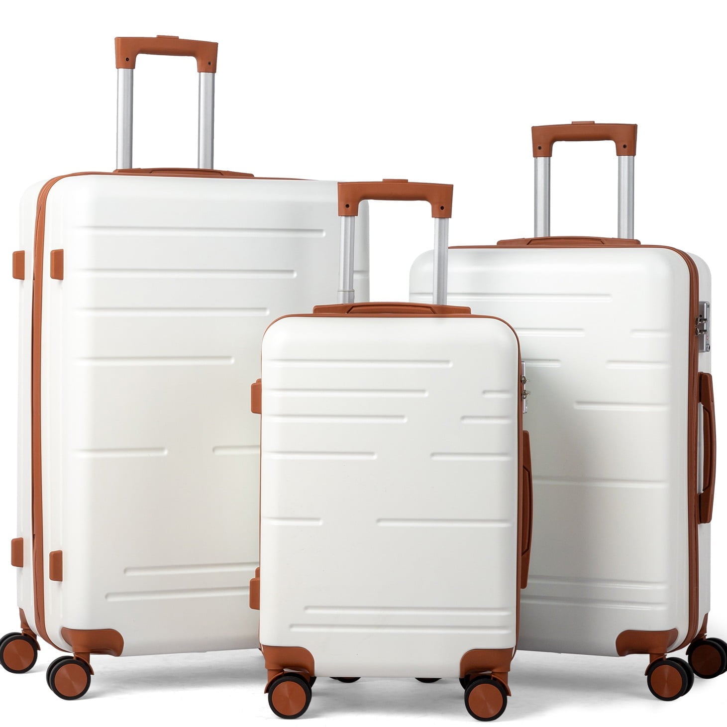 ぴーまん◆ホワイト Zimtown Luggage 3 Piece Set Suitcase ABS Hardside Lightweight with