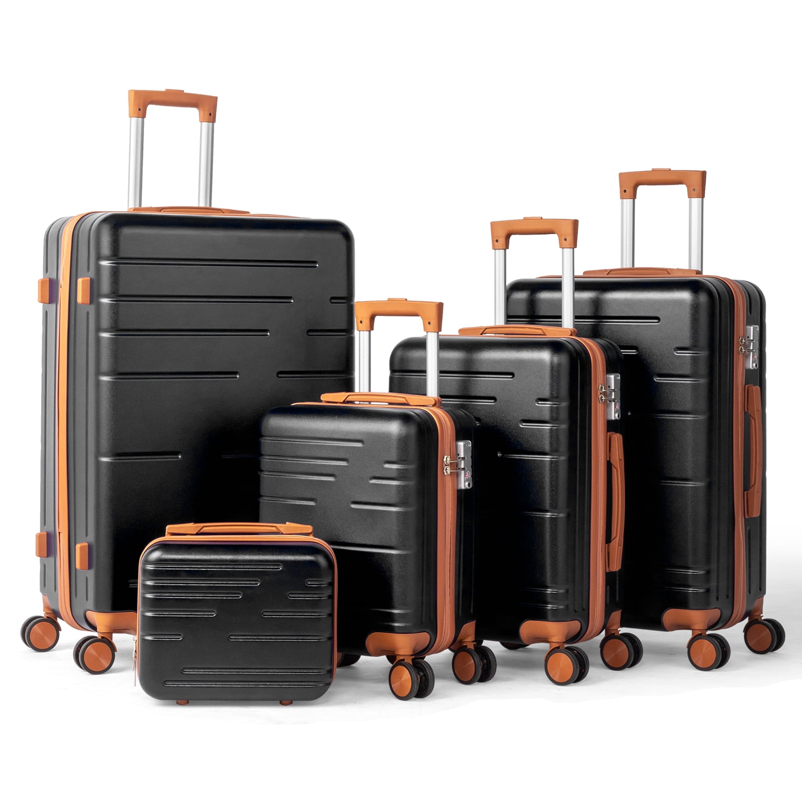 Zimtown Luggage 3 Piece Set ABS Hardside Lightweight Suitcase with TSA Lock Spinner Wheels Navy Blue