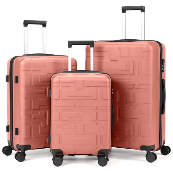 Zimtown Luggage Set 3 Piece Hardside Suitcase Set Lightweight Suitcase with Spinner Wheels, 20/24/28 Inch Luggage for Men Women, Pink