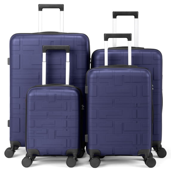 Zimtown Luggage Set 4 Piece Hardshell Suitcase Sets with Spinner Wheels, Lightweight Carry On & Checked Travel Luggage, 16/20/24/28 Inch Blue