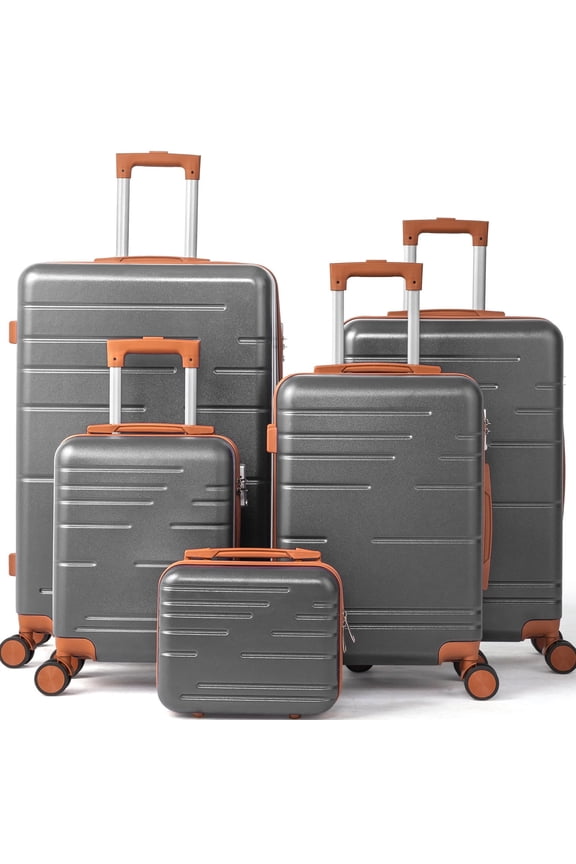Luggage Sets 5 Piece Hardside Expandable Suitcases with Spinner Wheels and TSA Lock, Gray