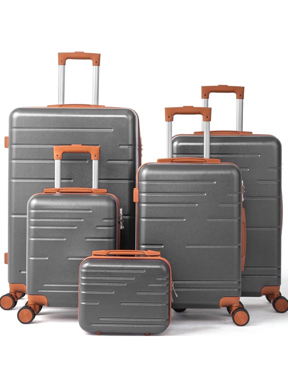 Luggage Sets 5 Piece Hardside Expandable Suitcases with Spinner Wheels and TSA Lock, Gray