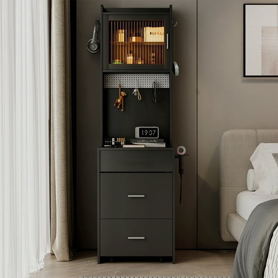 Zimtown Makeup Vanity Desk with Lighted Sliding Mirror for Small Space, Compact Mini Corner Vanity Set Dressing Table - Charging Station for Women, Girl Female Gift, Black