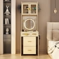 thumbnail image 1 of Zimtown Makeup Vanity Desk with Lighted Sliding Mirror for Small Space, Compact Mini Corner Vanity Set Dressing Table - Charging Station for Women, Girl Female Gift, Natural, 1 of 8