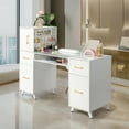thumbnail image 1 of Zimtown Manicure Table with Drawers, Storage Shelves Spa Beauty Salon Station Nail Desk, White, 1 of 8