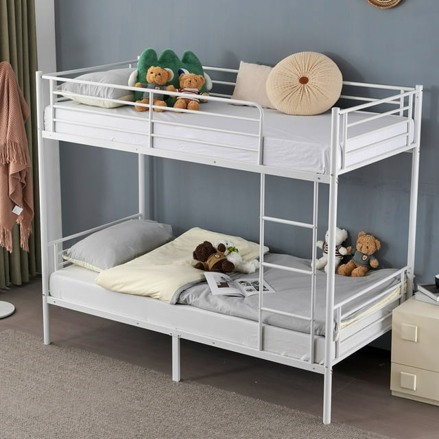 Zimtown Heavy Duty Twin Over Twin Metal Bunk Bed with Safety Rails ...