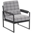 thumbnail image 1 of Zimtown Mid-Century Retro Armchair, Modern Upholstered Lounge Chair, Fabric Accent Chair with Sturdy Metal Frame Boundstooth and Dark Gray, 1 of 14