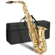 Zimtown Mid-range Alto Drop E Lacquered Golden Saxophone Painted Golden Tube with Carve Patterns