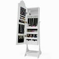 thumbnail image 1 of Zimtown Mirror Jewelry Cabinet Armoire Organizer, Storage Cabinet with Full Length Mirror & 2 Drawers, Kids Princess Makeup Cabinet for Bedroom, White, 1 of 9