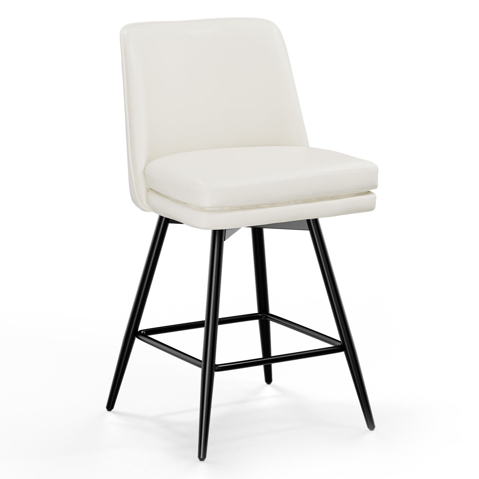 Zimtown Modern Bar Stools Set of 1, Swivel Barstool Counter Height Bar Chair, Kitchen Island Barstool 1 Pack, Off-White