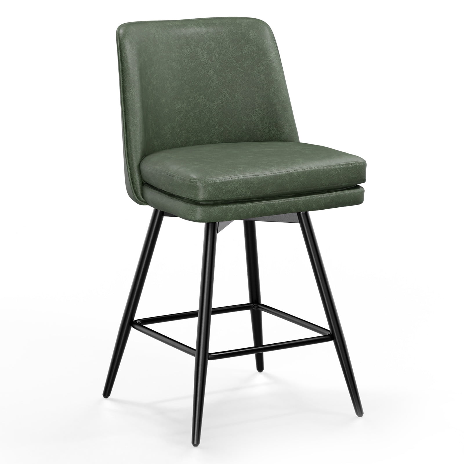 Zimtown Modern Bar Stools Set of 1, Swivel Barstool Counter Height Bar Chair, Kitchen Island Barstool 1 Pack, Retro Green
