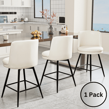 Zimtown Modern Barstools, 26" Counter Height Swivel Bar Stools Set with Cusion for Kitchen Island, Dining Room, Bar Chairs, Off-White