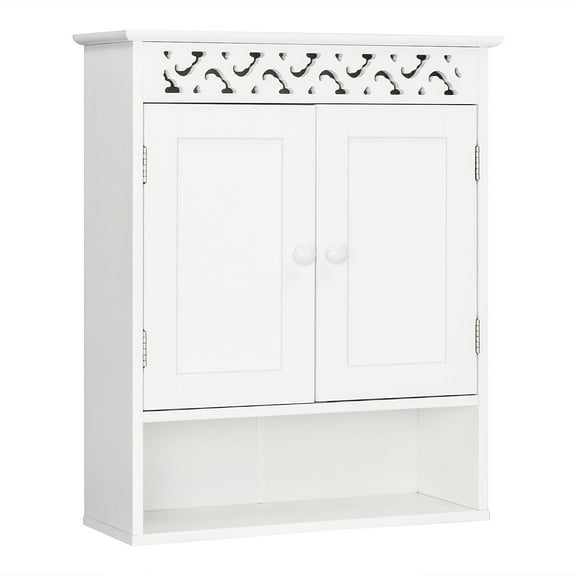 Zimtown Modern Carved Design Wall Mounted Bathroom Storage Cabinet, Medicine Cabinet, Over The Toilet Space Saver Organizer, White Finish