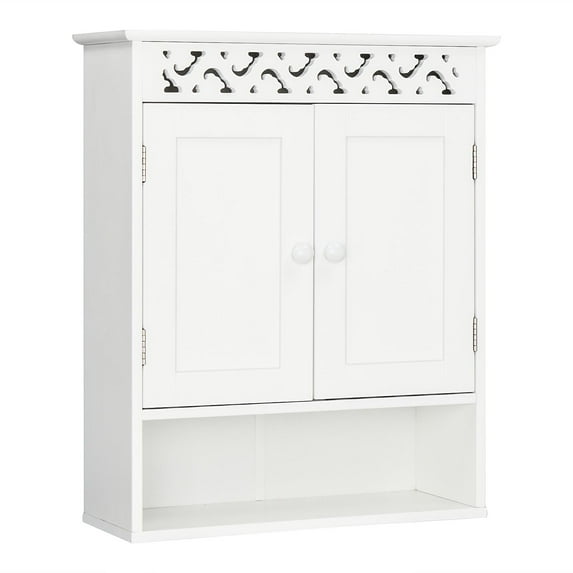 Zimtown Modern Carved Design Wall Mounted Bathroom Storage Cabinet, Medicine Cabinet, Over The Toilet Space Saver Organizer, White Finish