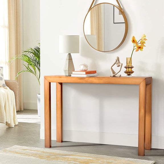 Zimtown Modern Console Table for Entryway, 46" Long Simplistic Sofa Table Narrow Hallway Foyer Table for Living Room, Honey Wood