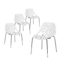 Zimtown Modern Dining Chairs (Set of 4), Kid-Friendly Birch Chairs, Stackable Modern Chair, Mid Century Dining Chair White