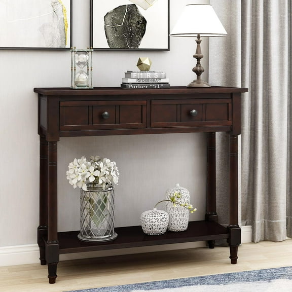 Zimtown Modern Farmhouse Wood Buffet Sideboard Console Sofa Table Side Desk Entryway Hall Accent Table with Storage Drawers & Bottom Shelf