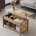 thumbnail image 1 of Zimtown Modern Lift-Top Coffee Table, 39.8" Rectangle Coffee Table with Lift Top & 3 Cube Storage, Light Oak Living Room Center Table, 1 of 8