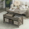 thumbnail image 1 of Zimtown Modern Lift-Top Coffee Table, 39.8" Rectangle Coffee Table with Lift Top & 3 Cube Storage, Retro Gray Living Room Center Table, 1 of 8