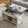 thumbnail image 1 of Zimtown Modern Lift-Top Coffee Table, 39.8" Rectangle Coffee Table with Lift Top & 3 Cube Storage, White & Washed Gray Living Room Center Table, 1 of 8