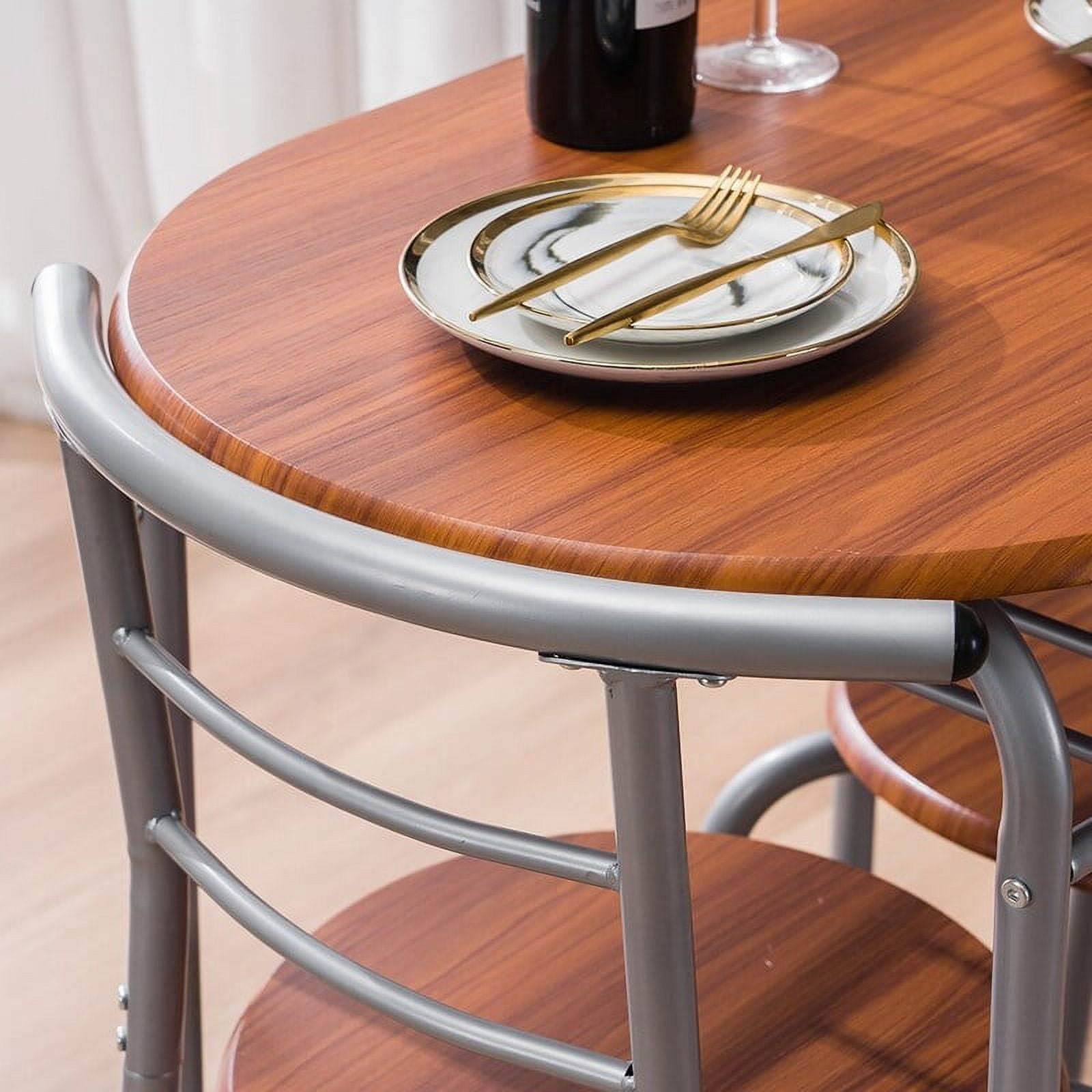 Silver and Brown 3-Piece Modern Dining Set with MDF Table