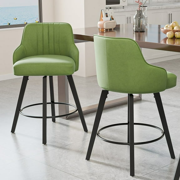 Zimtown Modern Swivel Barstools Set of 2, Padded Bar Chairs 26" for Dining Room, Kitchen Island, Bar, Sage Green